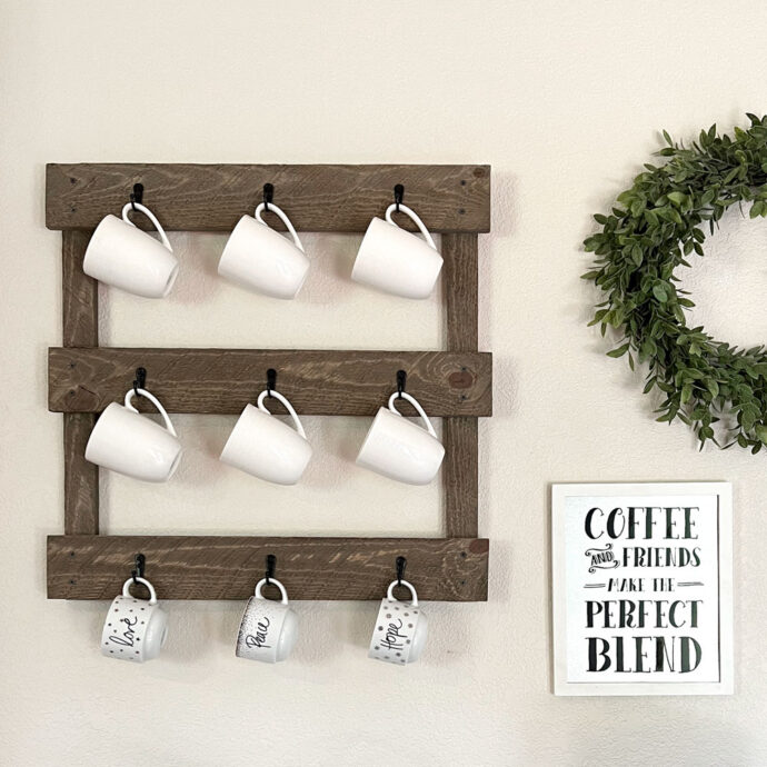 DIY Wood Coffee Mug Rack