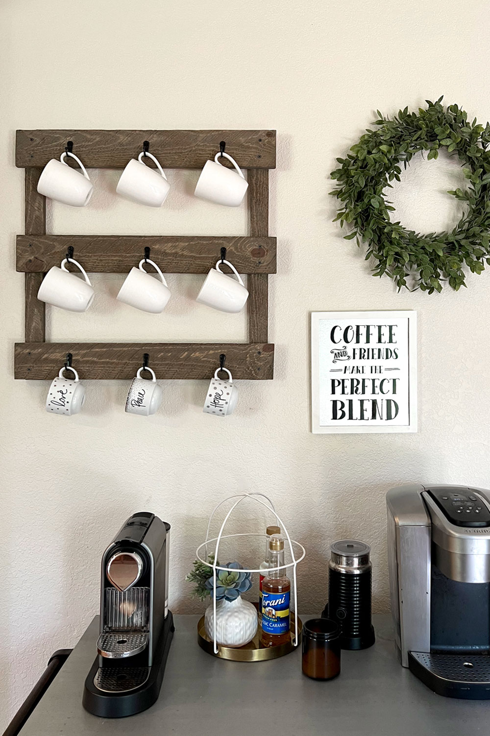how to make a diy wood coffee mug rack