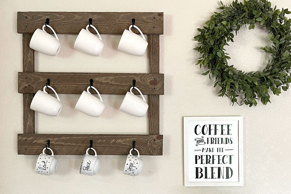 diy wood coffee mug rack kitchen project