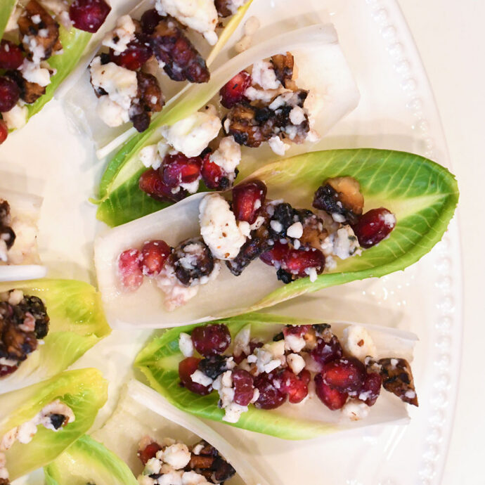 Endive Appetizers with Blue Cheese & Pomegranate
