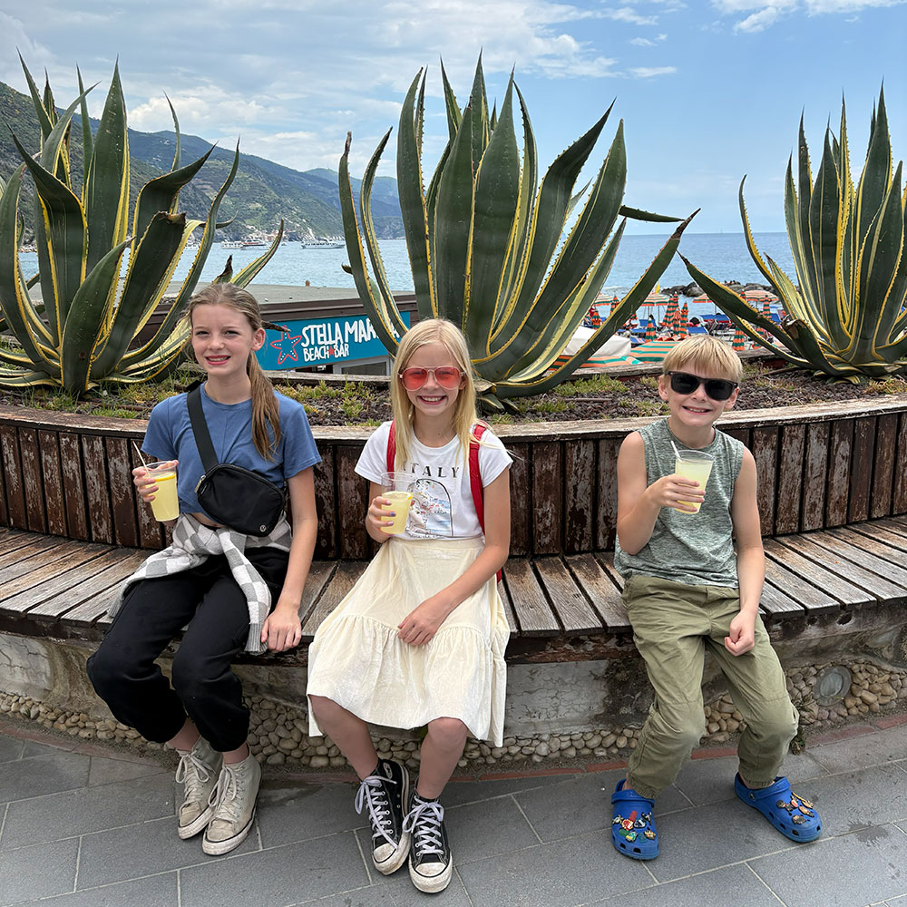 kids learning through travel in Italy, cinque terre