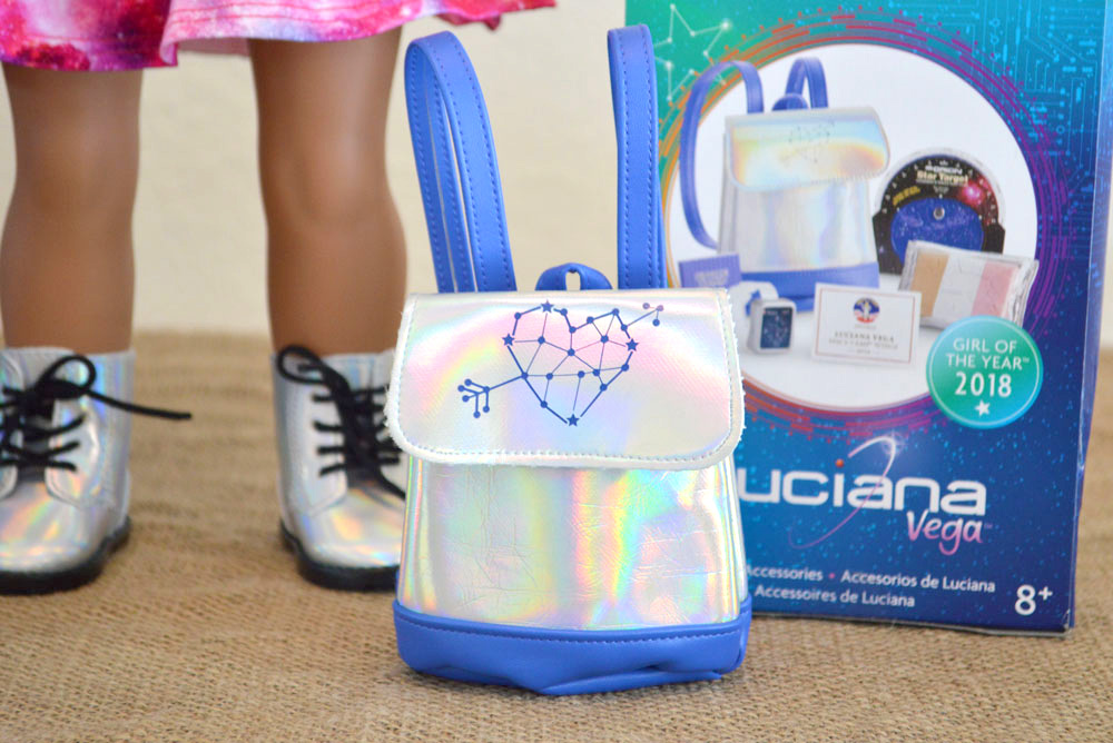 American Girl Luciana Vega doll holographic space backpack