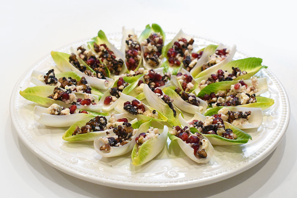 endive, blue cheese and pomegranate appetizers