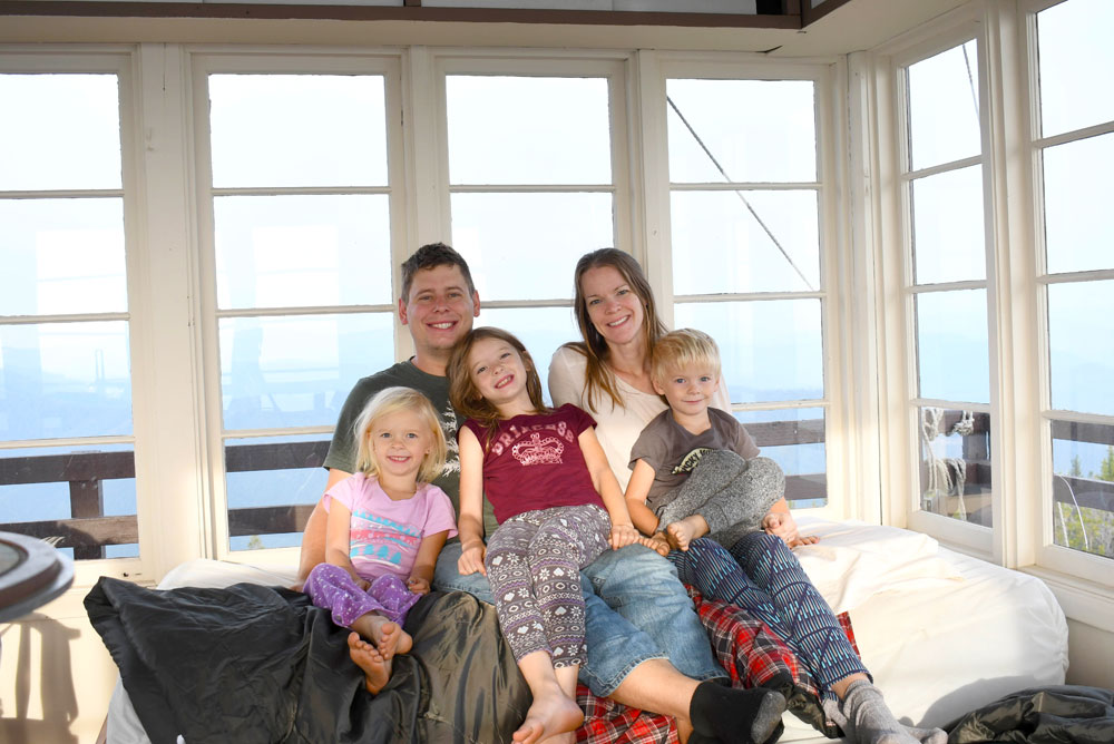 camping in a fire lookout Up Up Lookout MT