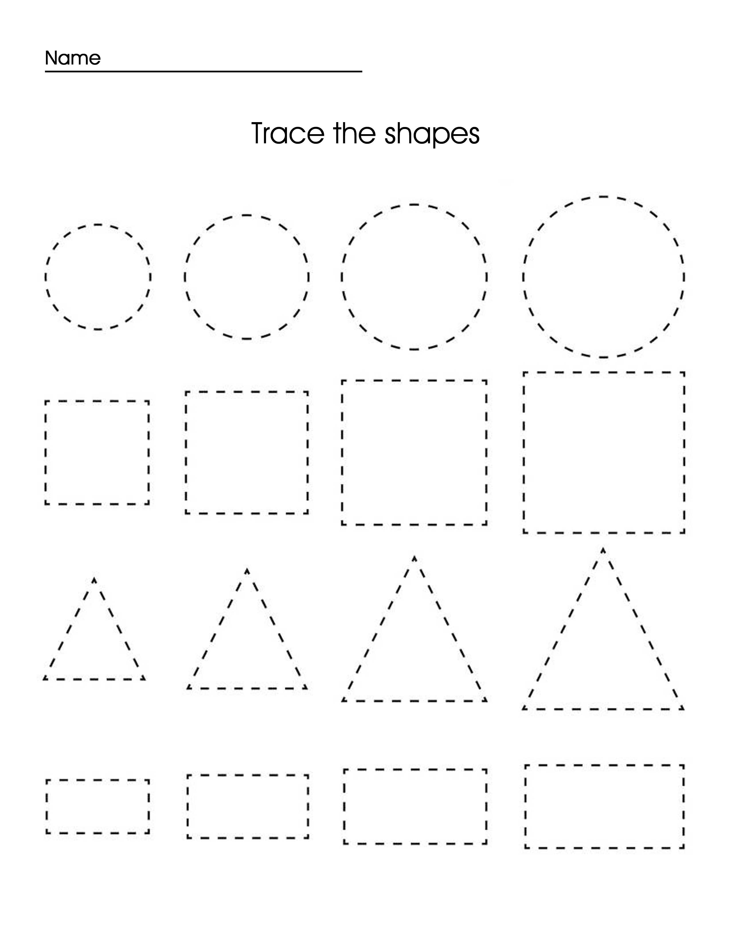 Preschool homeschool activity worksheet shape tracing